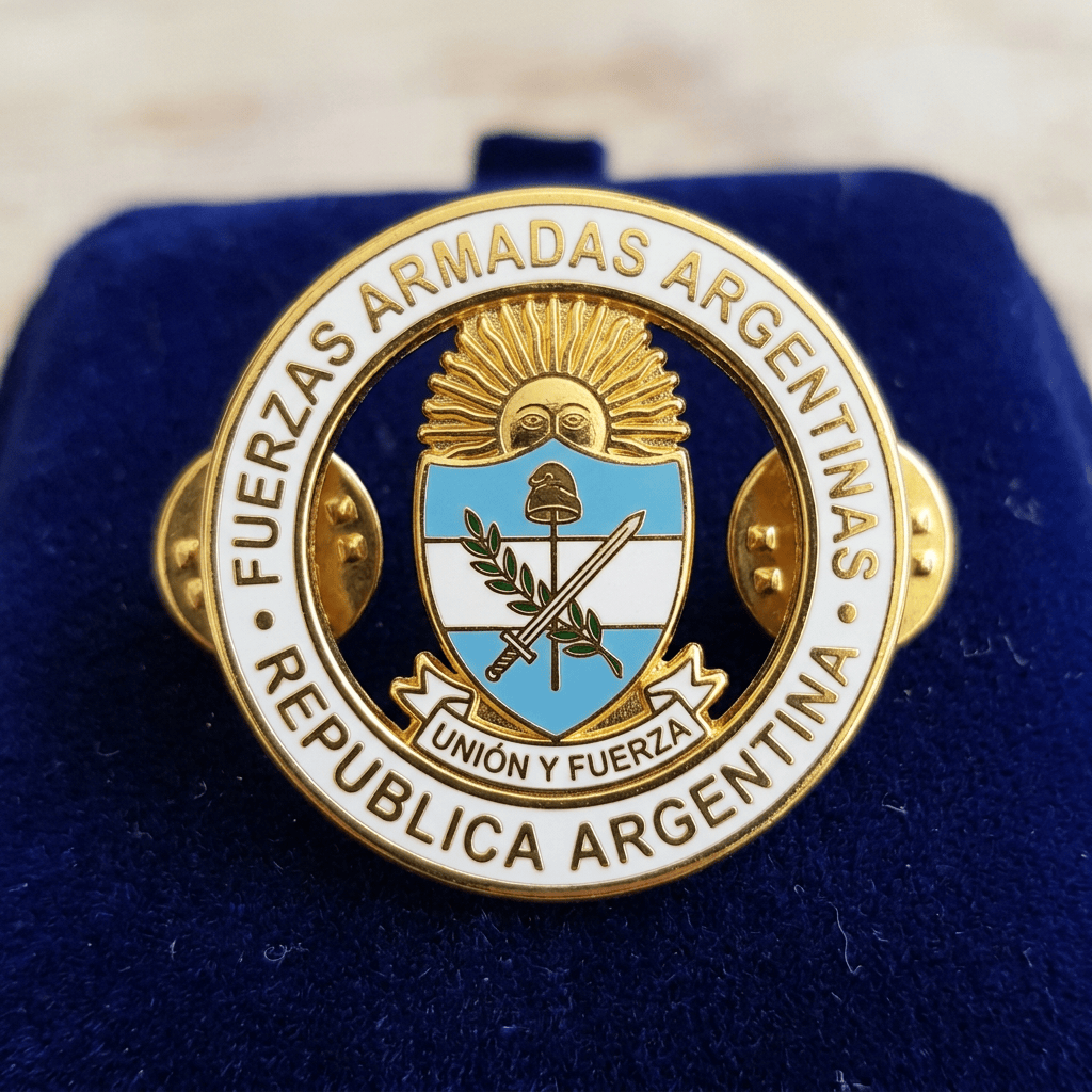 Argentine Armed Forces medal reading Fuerzas Armadas Argentina and República Argentina